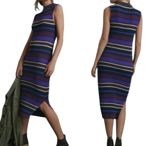 Anthropologie Dresses & Skirts - anthropologie Dolan anne gray purple Sheath Midi Dress Mock Neck Sleeveless knit